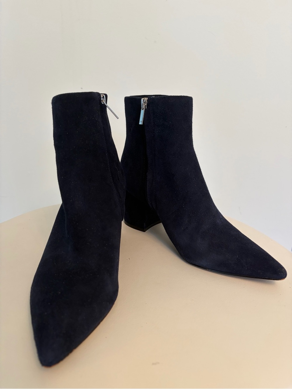 Marc Fisher Navy Suede Pointed Toe Ankle Boots